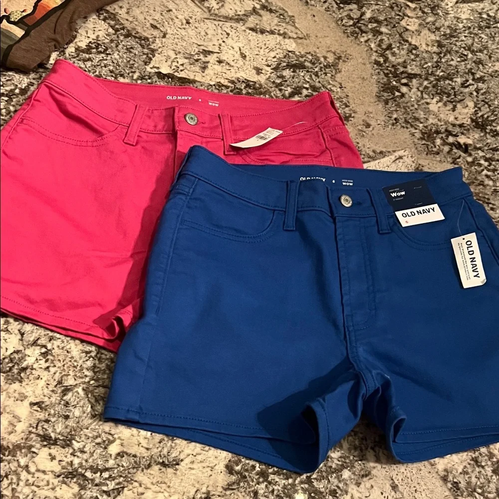 Set of 2 Old Navy Women's Brand New Pink and Deep Blue Jean Shorts - Picture 1 of 9